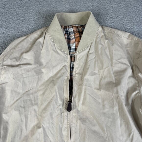 Uniqlo Bomber Jacket Mens L Beige Khaki Full Zip Lined Chore Barn Soft Shell - Picture 5 of 13